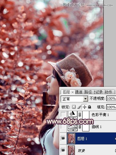 Photoshop调出清纯美女唯美的红色调