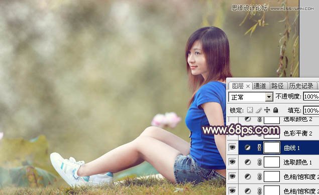 Photoshop调出树下女孩古典怀旧色调