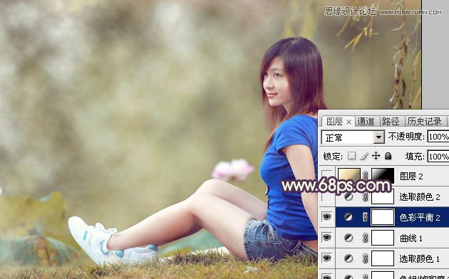 Photoshop调出树下女孩古典怀旧色调