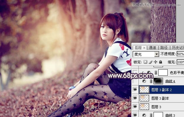 Photoshop调出林中美女唯美的暖色效果,PS教程