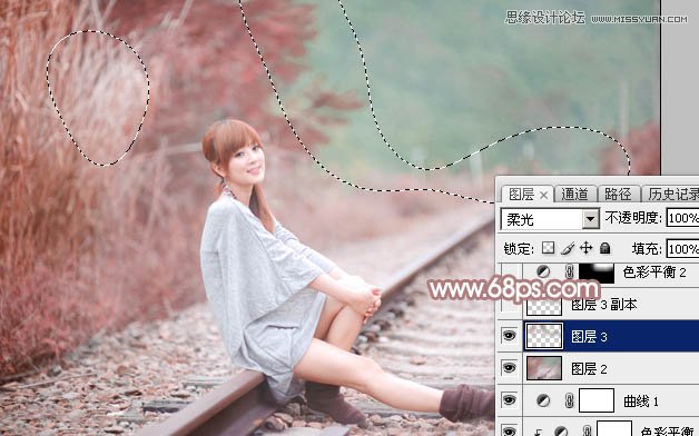 Photoshop调出铁轨美女梦幻柔色效果,PS教程