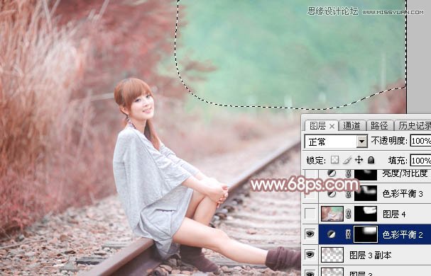 Photoshop调出铁轨美女梦幻柔色效果,PS教程