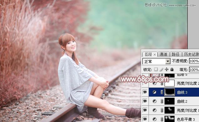 Photoshop调出铁轨美女梦幻柔色效果,PS教程
