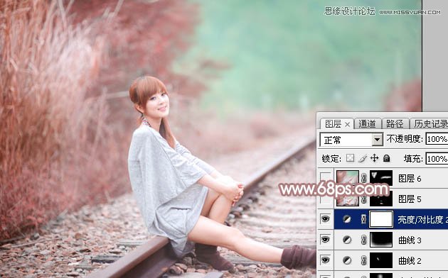 Photoshop调出铁轨美女梦幻柔色效果,PS教程