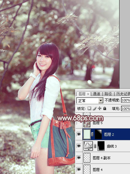 Photoshop调出外景女孩冷色逆光效果,PS教程