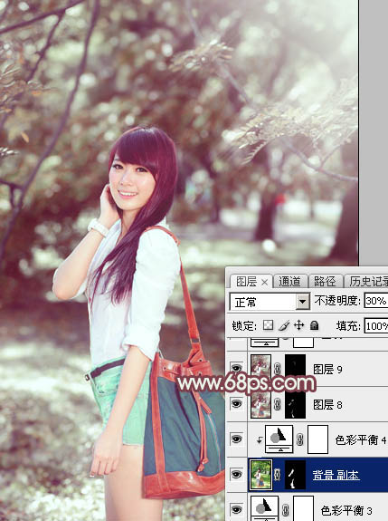 Photoshop调出外景女孩冷色逆光效果,PS教程