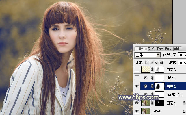 PS调色调出淡黄色朦胧背景色彩的人物照片