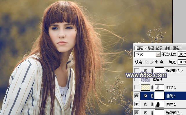 PS调色调出淡黄色朦胧背景色彩的人物照片