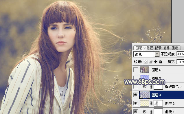 PS调色调出淡黄色朦胧背景色彩的人物照片