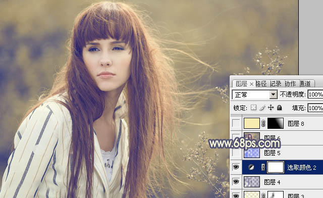 PS调色调出淡黄色朦胧背景色彩的人物照片