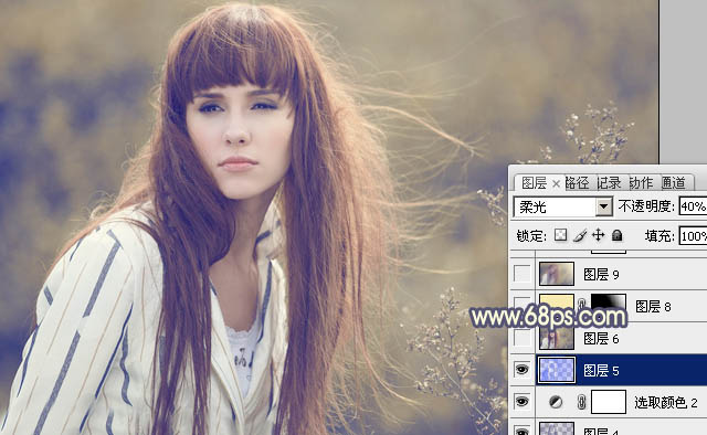 PS调色调出淡黄色朦胧背景色彩的人物照片