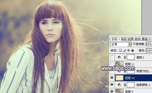 PS调色调出淡黄色朦胧背景色彩的人物照片