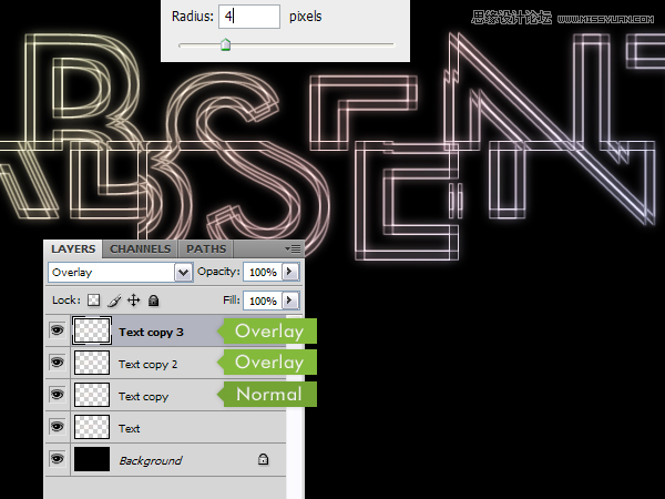 Photoshop设计抽象风格的霓虹字体教程