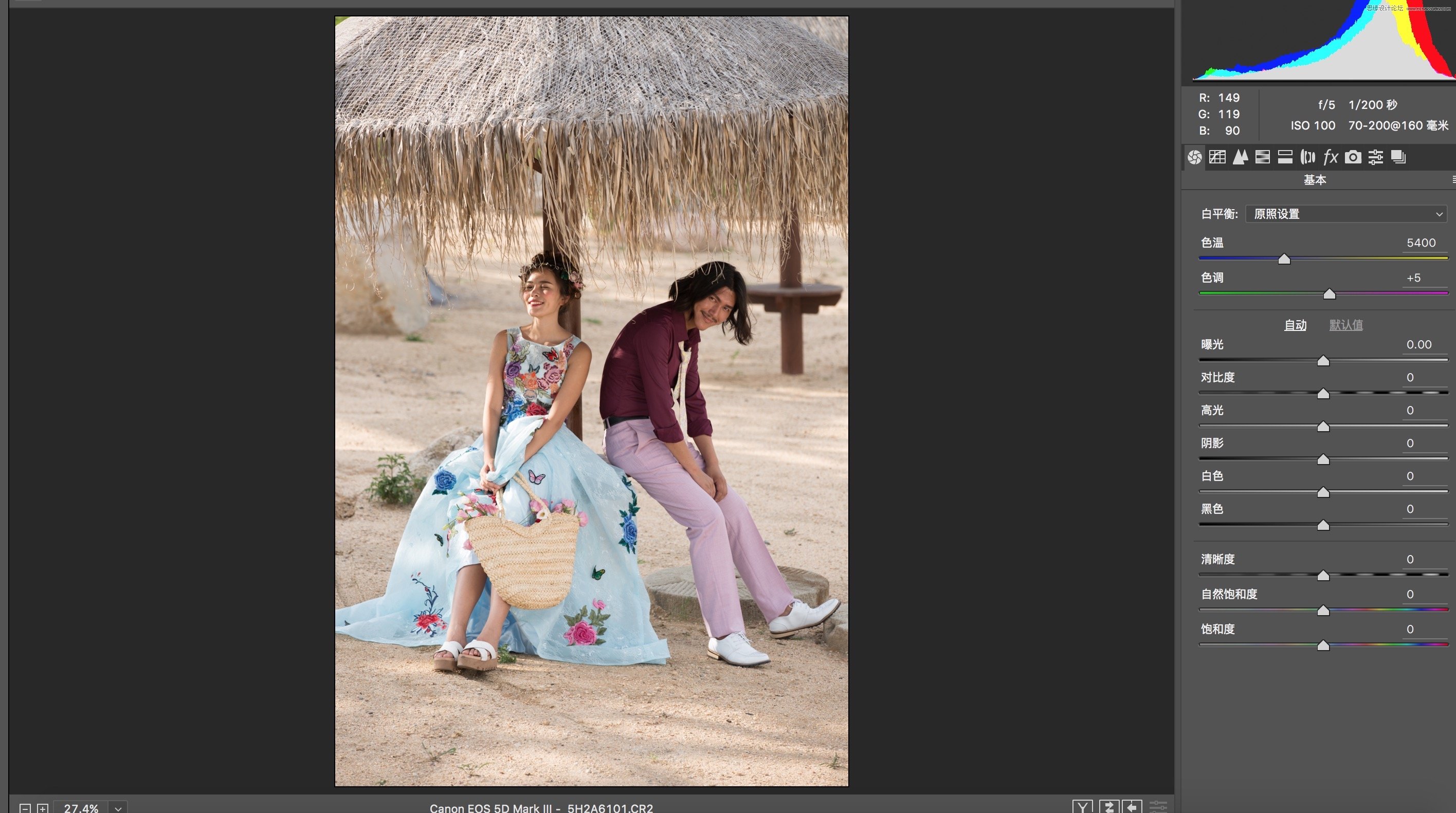 Photoshop调出外景婚片质感的电影胶片效果