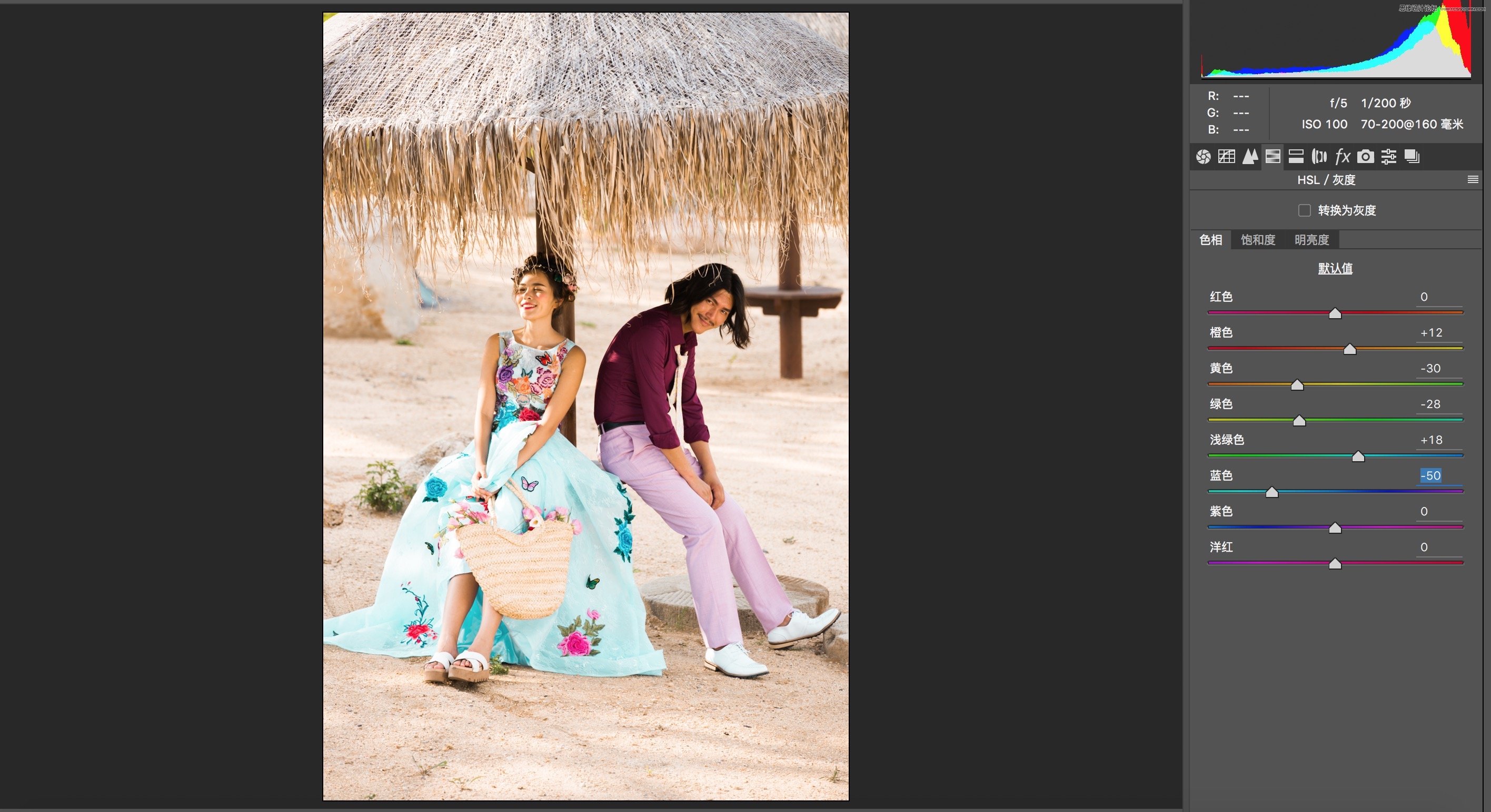 Photoshop调出外景婚片质感的电影胶片效果