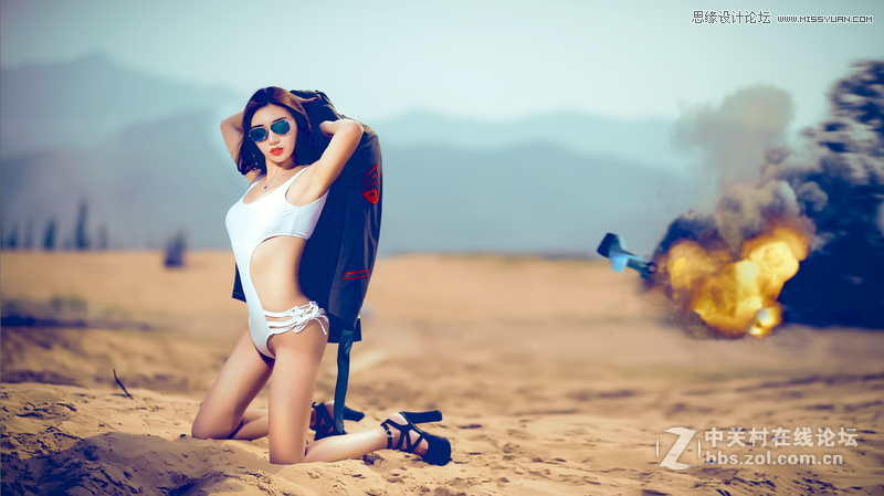 Photoshop调出战争中的人像金黄色艺术效果