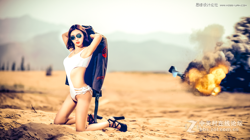 Photoshop调出战争中的人像金黄色艺术效果