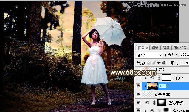 Photoshop给外景果子照片添加夕阳美景效果