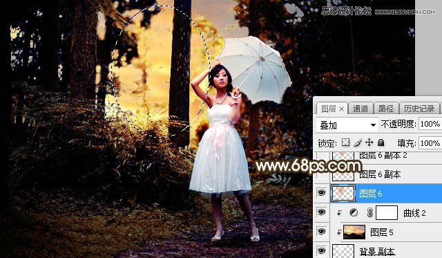 Photoshop给外景果子照片添加夕阳美景效果