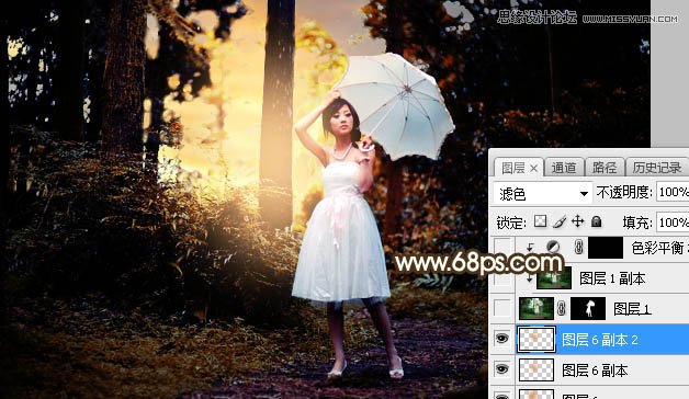 Photoshop给外景果子照片添加夕阳美景效果