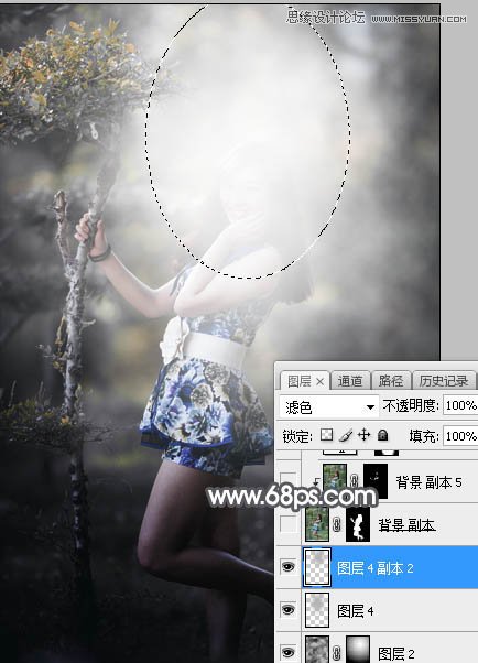 Photoshop调出外景美女人像冷色光斑效果