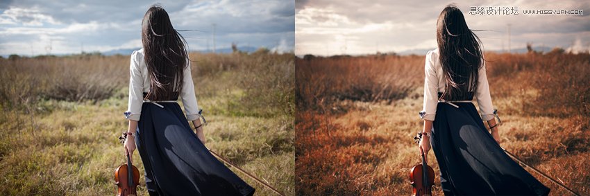 PS调色调出怀旧复古电影效果的外景人像照片