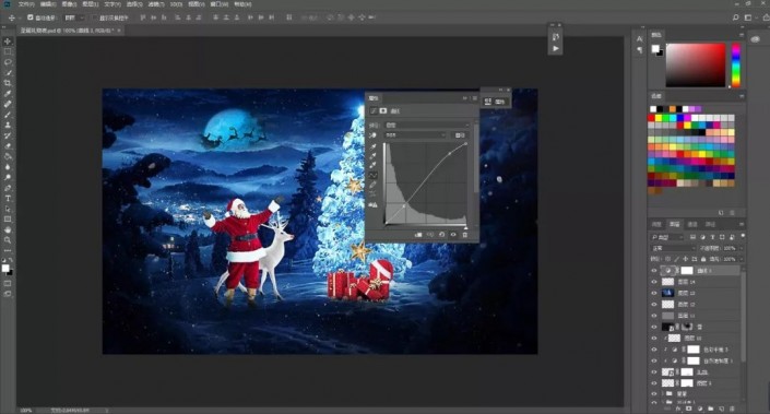 Photoshop制作一款圣诞主题海报图片设计教程