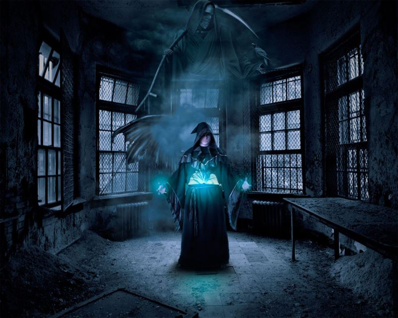 PS制作暗黑系正在召唤恶魔的魔法师图片合成教程