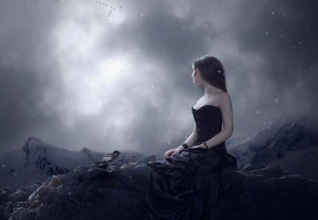 Photoshop合成制作野外思春的忧郁美女图片