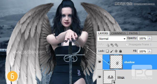 Photoshop合成冷色调风格的天使女武士
