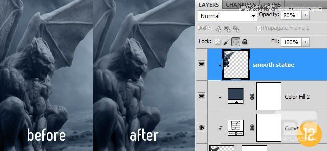 Photoshop合成冷色调风格的天使女武士