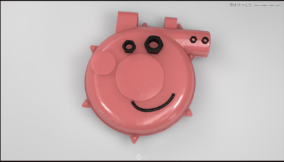 C4D制作金属质感的硬核佩奇