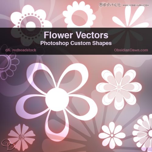 时尚美丽的花朵花卉PS形状