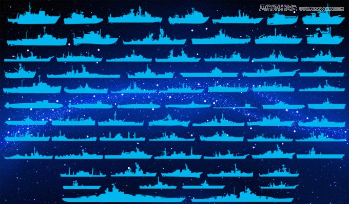各种军舰剪影效果PS形状