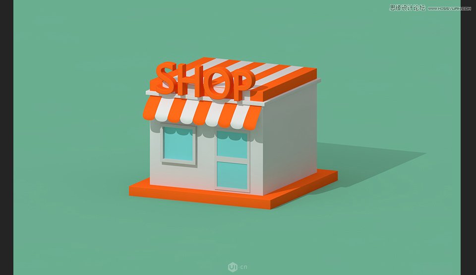 C4D制作卡通风格的便利店建模教程