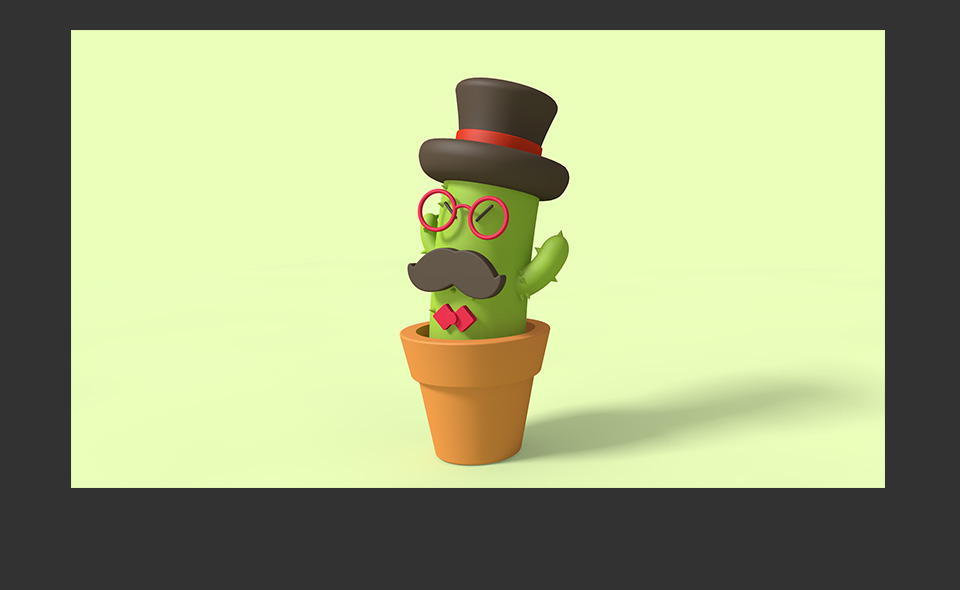 C4D制作卡通风格的3D仙人掌图标