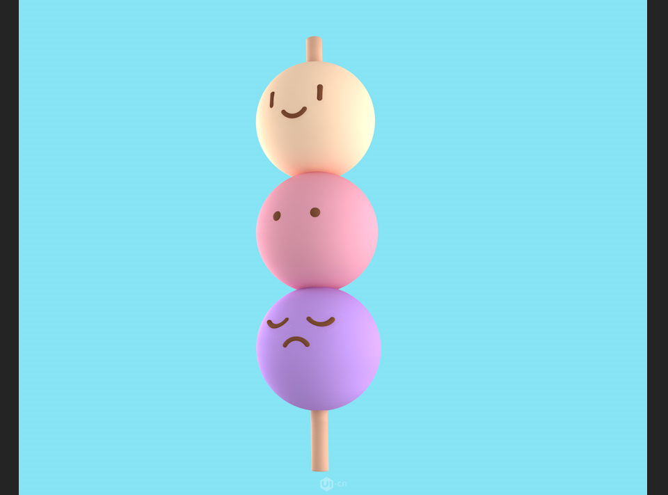C4D制作可爱串烧小丸子3D建模教程