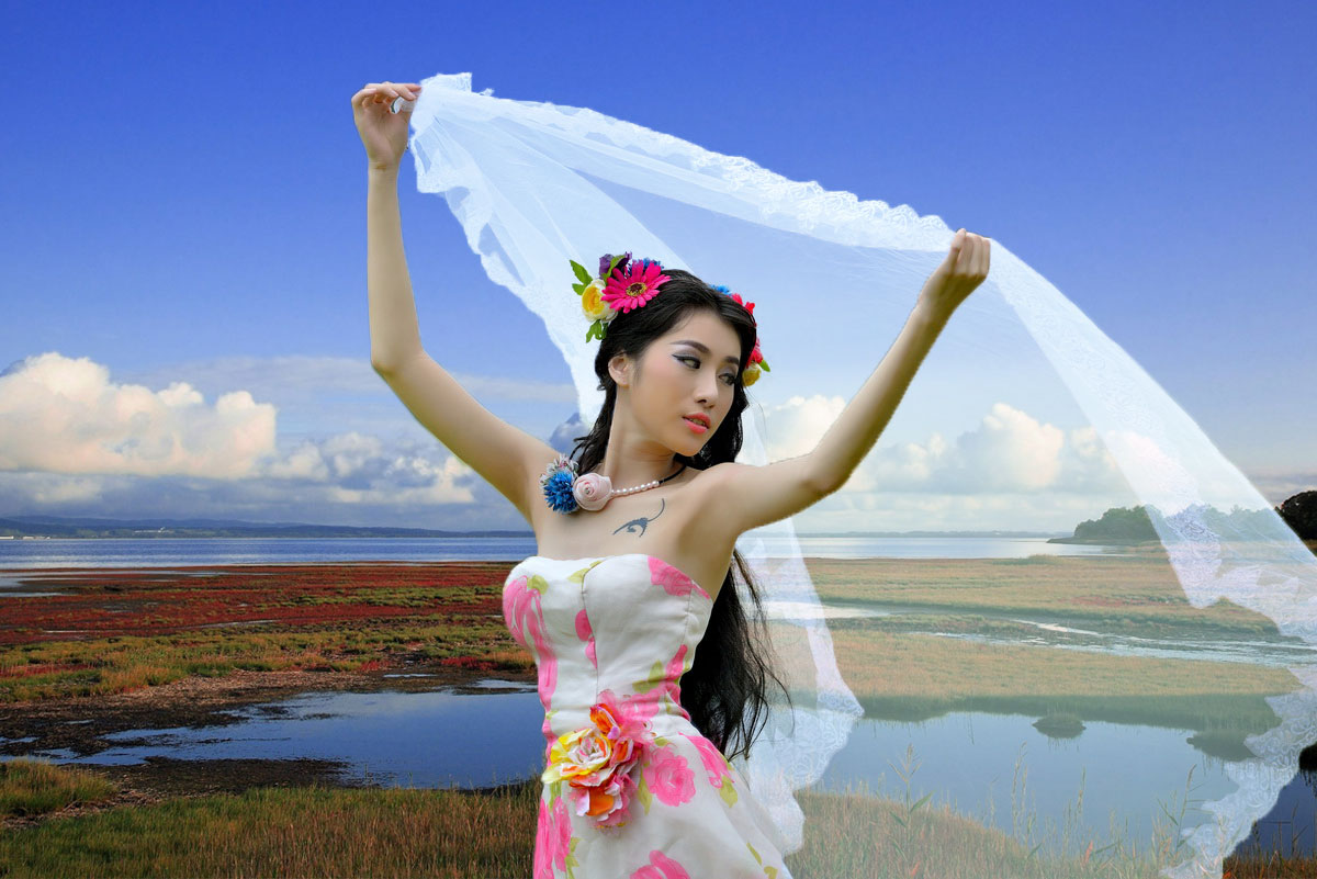 使用PS选区工具抠出背景复杂的半透明婚纱抠图教程