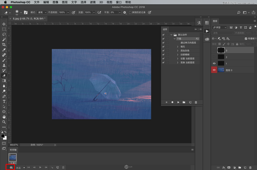 下雨动画:PS制作逼真的下雨GIF动画