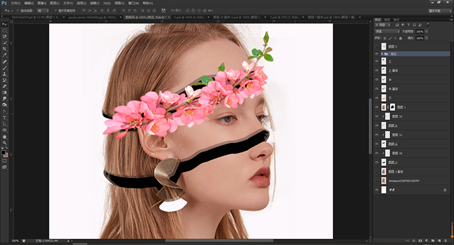 Photoshop创意合成从人物头像中长出的花朵