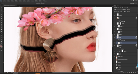 Photoshop创意合成从人物头像中长出的花朵