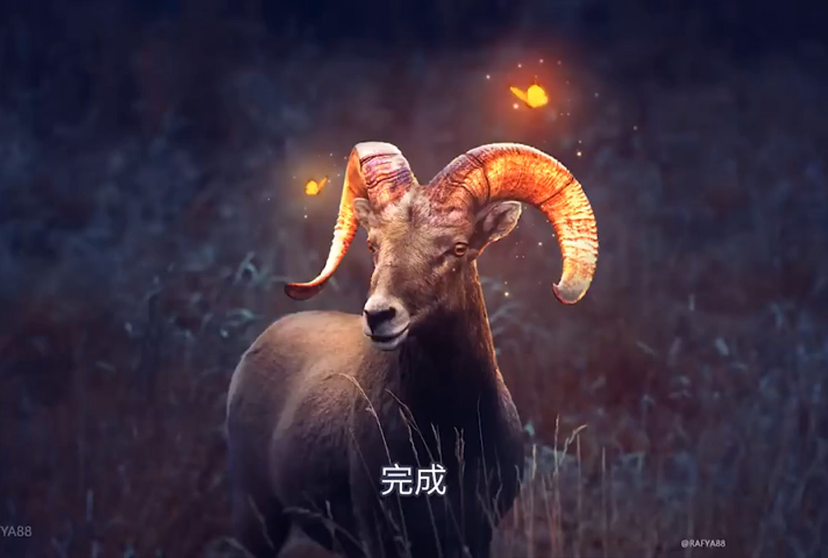 Photoshop合成魔幻主题的发光山羊