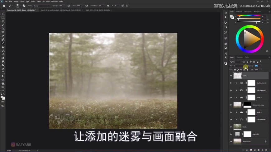 Photoshop创意合成森林中的新娘和鸟笼