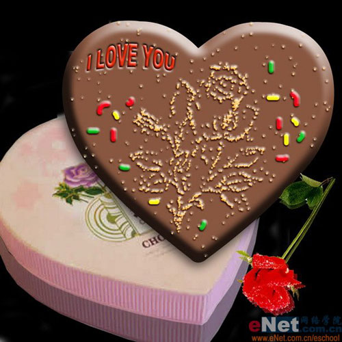Photoshop制作逼真的情人节玫瑰巧克力效果图片