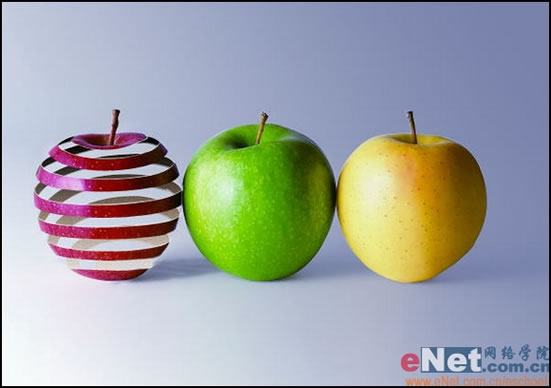 Photoshop制作逼真的刀削苹果皮效果教程