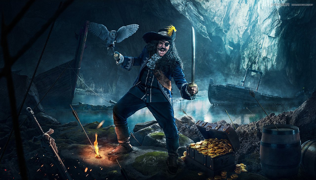 Photoshop合成加勒比海盗风格电影海报设计教程