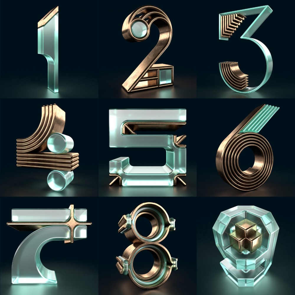 充满质感的黄铜和玻璃字体设计作品欣赏