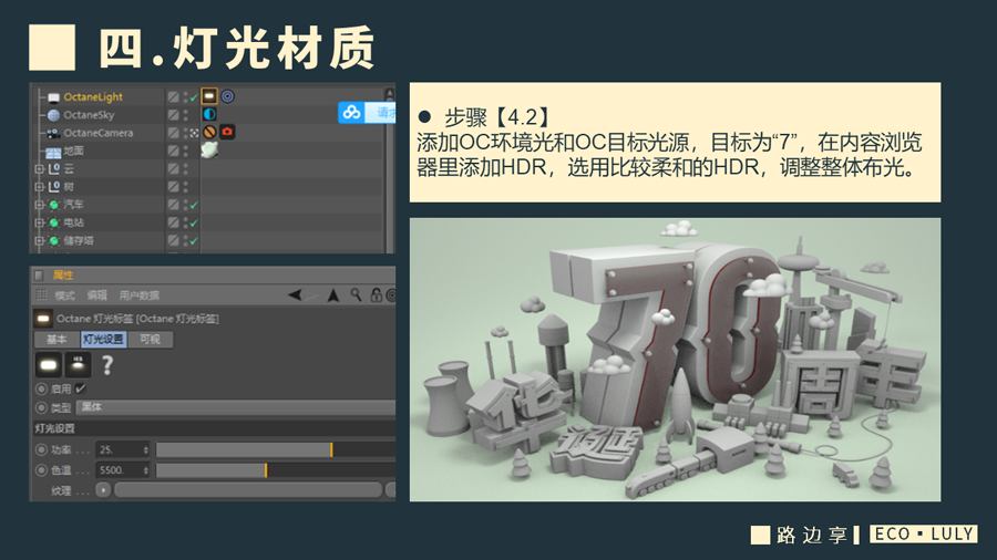 C4D制作国庆华诞70周年立体字