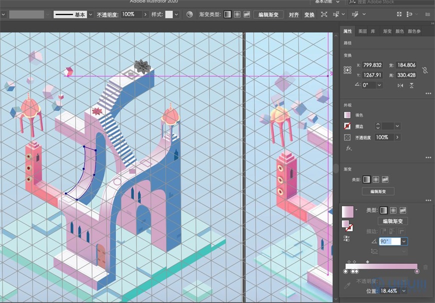 Illustrator绘制2.5D风格创意建筑插画