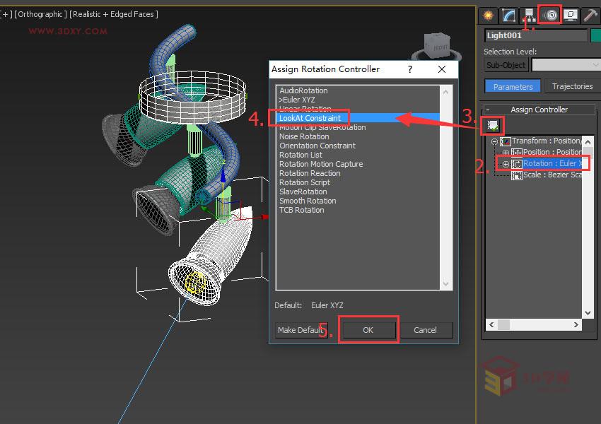 3DSMAX使用注视控制器绑定灯光特效